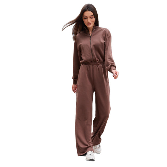 Damen Sportlicher Freizeitanzug mit hohem Kragen und Bündchen R&B
