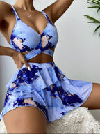 R&B | Dreiteiliges Bikini-Set mit Marmordruck