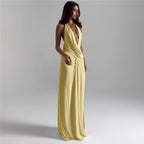 Damen Elegantes Wickelkleid mit tiefem V-Ausschnitt und fließendem Schnitt R&B