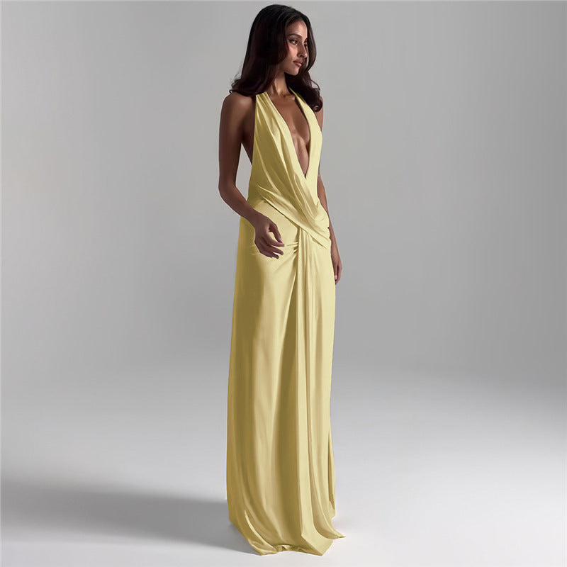 Damen Elegantes Wickelkleid mit tiefem V-Ausschnitt und fließendem Schnitt R&B