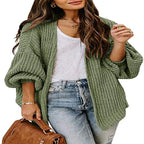 Damen Oversized Strickpullover mit Ballonärmeln und Strukturdesign R&B