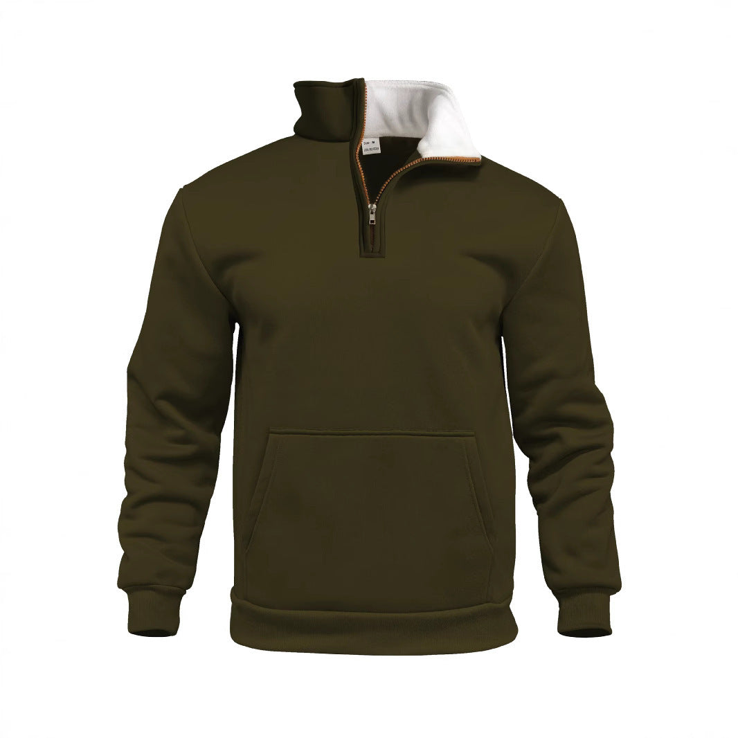 Herren sportlicher Kapuzenpullover mit halbem Reißverschluss und praktischer Kängurutasche R&B