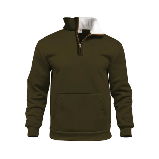 Herren sportlicher Kapuzenpullover mit halbem Reißverschluss und praktischer Kängurutasche R&B