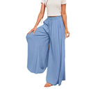 Damenweite Palazzo-Hose mit elastischem Bund und seitlichen Taschen R&B