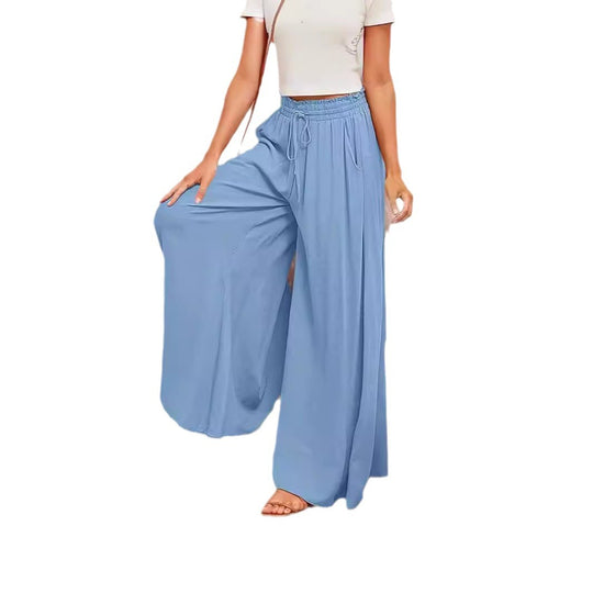 Damenweite Palazzo-Hose mit elastischem Bund und seitlichen Taschen R&B