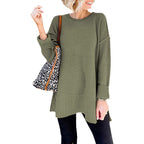 Damen lässiger Pullover mit asymmetrischem Saum und strukturiertem Rippdesign R&B