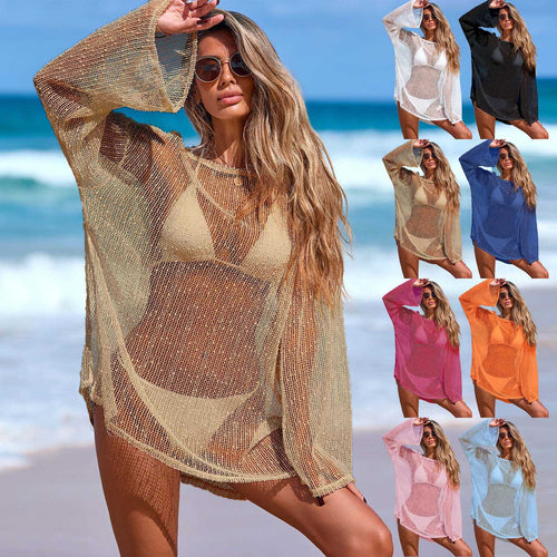 Damen Transparente Strandtunika mit elegantem Schnitt und feinem Netzmuster R&B