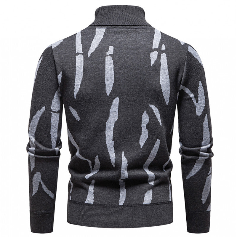 Herren modischer Pullover mit Stehkragen und einzigartigem Muster