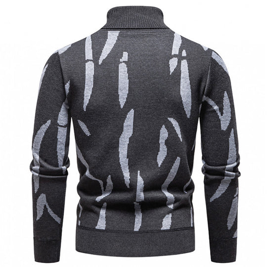 Herren modischer Pullover mit Stehkragen und einzigartigem Muster R&B