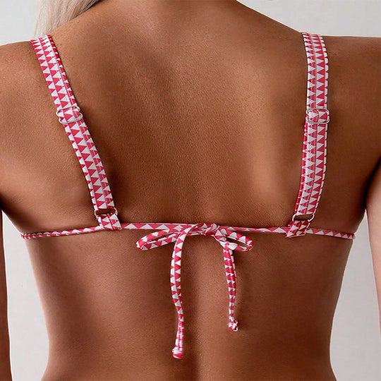 Damen Triangel-Bikini mit floralem Rüschendesign und verstellbaren Trägern R&B