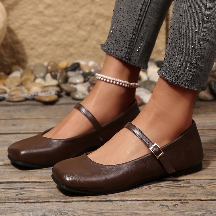 Damen Klassische Ballerinas mit verstellbarem Riemen R&B