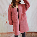 R&B | Lange Strickjacke mit Taschen Chunky Strick Weiche und Lässige Silhouette