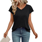 Damen V-Ausschnitt T-Shirt mit lockerer Passform und weichem Material