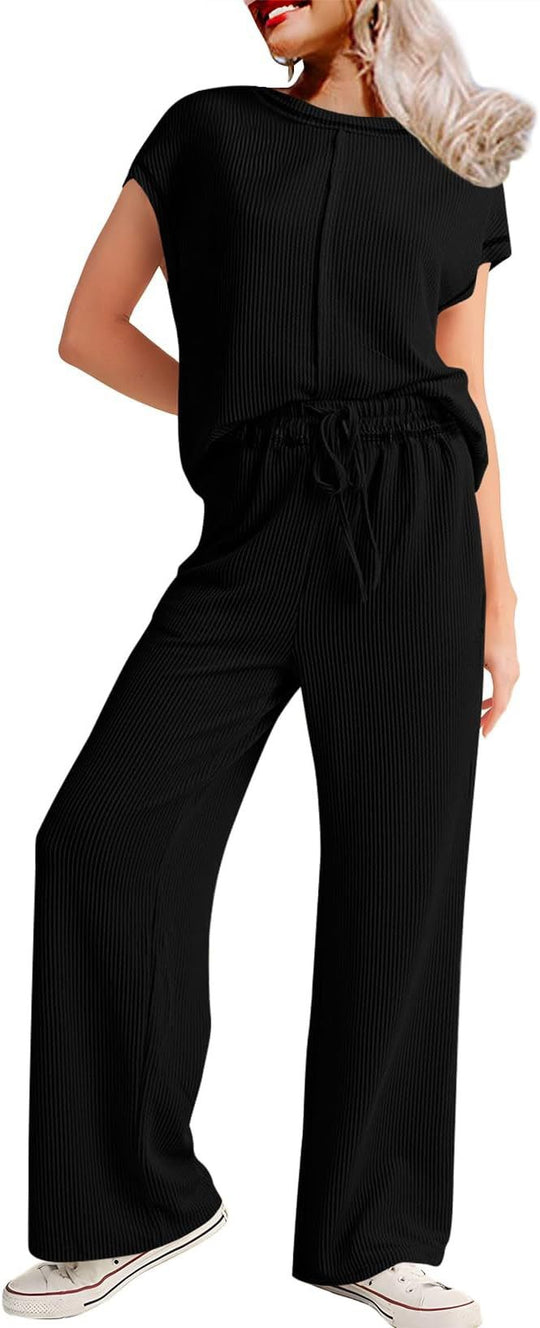 Damen lässiges Jumpsuit mit weit geschnittenem Bein und elastischem Bund R&B