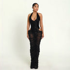 Damen Glamouröses Abendkleid mit Pailletten und Raffungen R&B