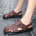 Herren orthopädische Leder-Sandalen mit verstellbarem Riemensystem R&B