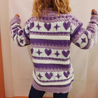 Damen Grobstrickpullover mit verspieltem Herzmuster und Zopfdetails R&B