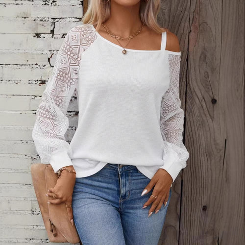 Damen Elegantes Strickoberteil mit asymmetrischem Ausschnitt und verzierten Ärmeln R&B