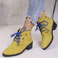Damen modische Stiefeletten mit auffälligen Schnürdetails und stabiler Profilsohle R&B