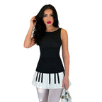 Damen Verspieltes Kleid mit Klavierdruck und fließendem Rock R&B