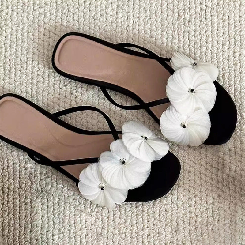 Damen elegante Zehentrenner mit floralen Details R&B