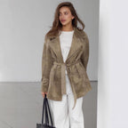 Damen Elegante suède Jacke mit Gürtel R&B