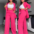 Damen Zweiteiliges Business-Anzug-Set mit weitem Bein und taillierter Jacke R&B