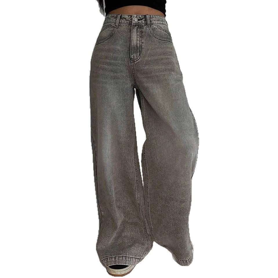 Damen Weit geschnittene High-Waist Jeans mit lässigem Style R&B