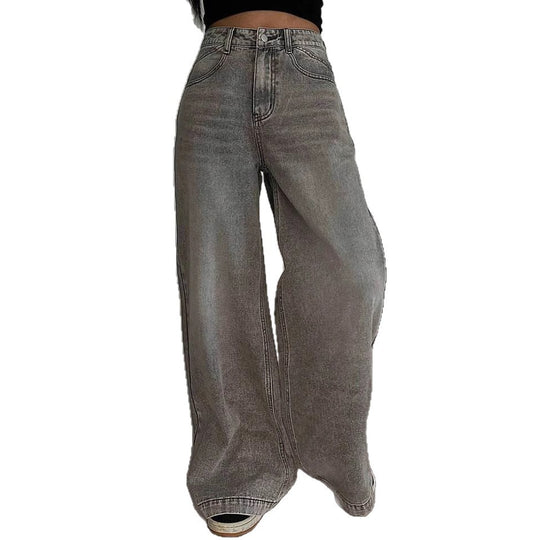 Damen Weit geschnittene High-Waist Jeans mit lässigem Style R&B