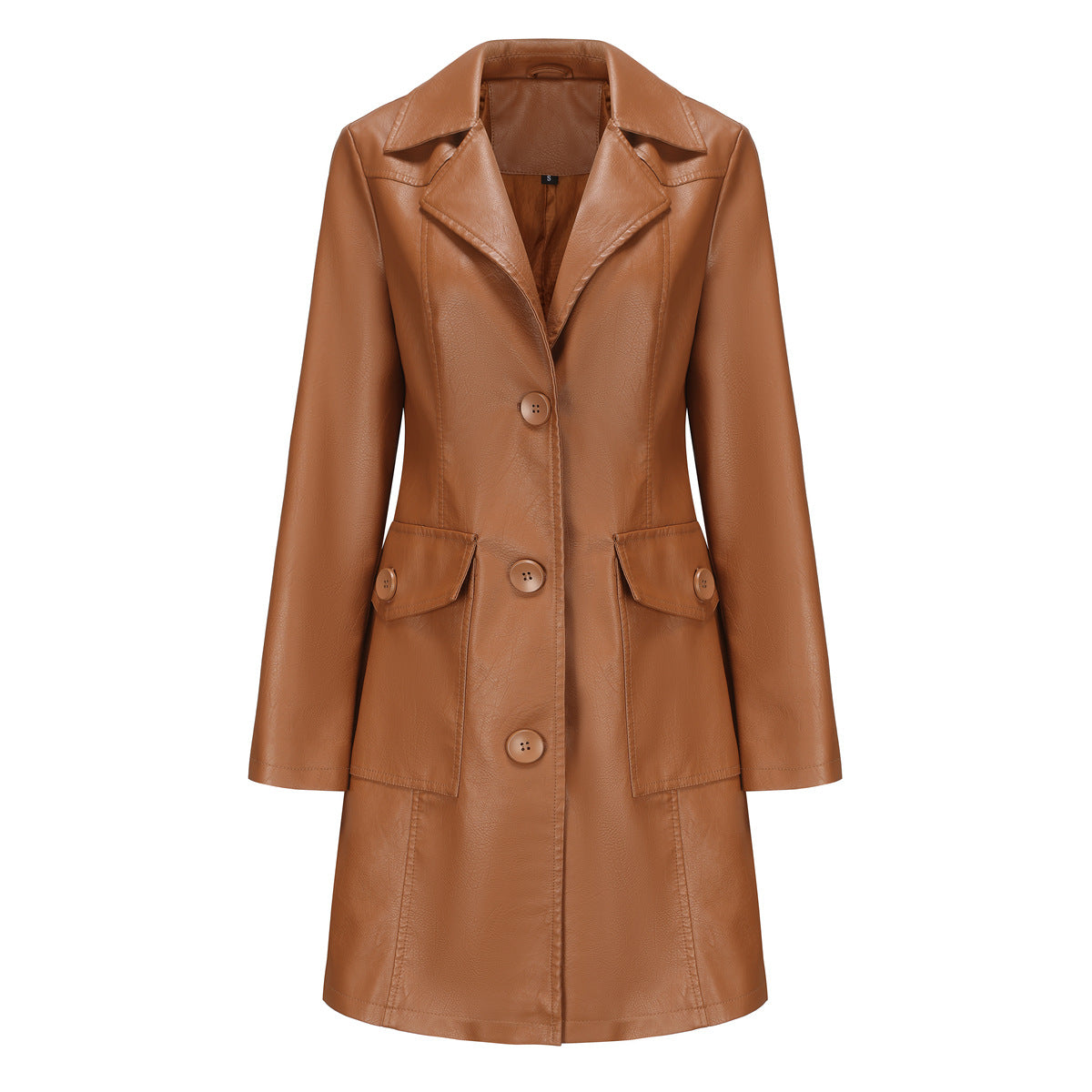 Damen modischer Kunstlederblazer mit praktischen Taschen