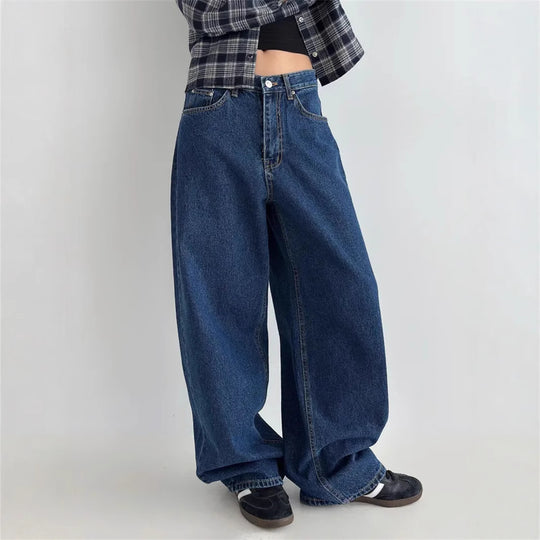 Damen Hochtaillierte Baggy-Jeans R&B