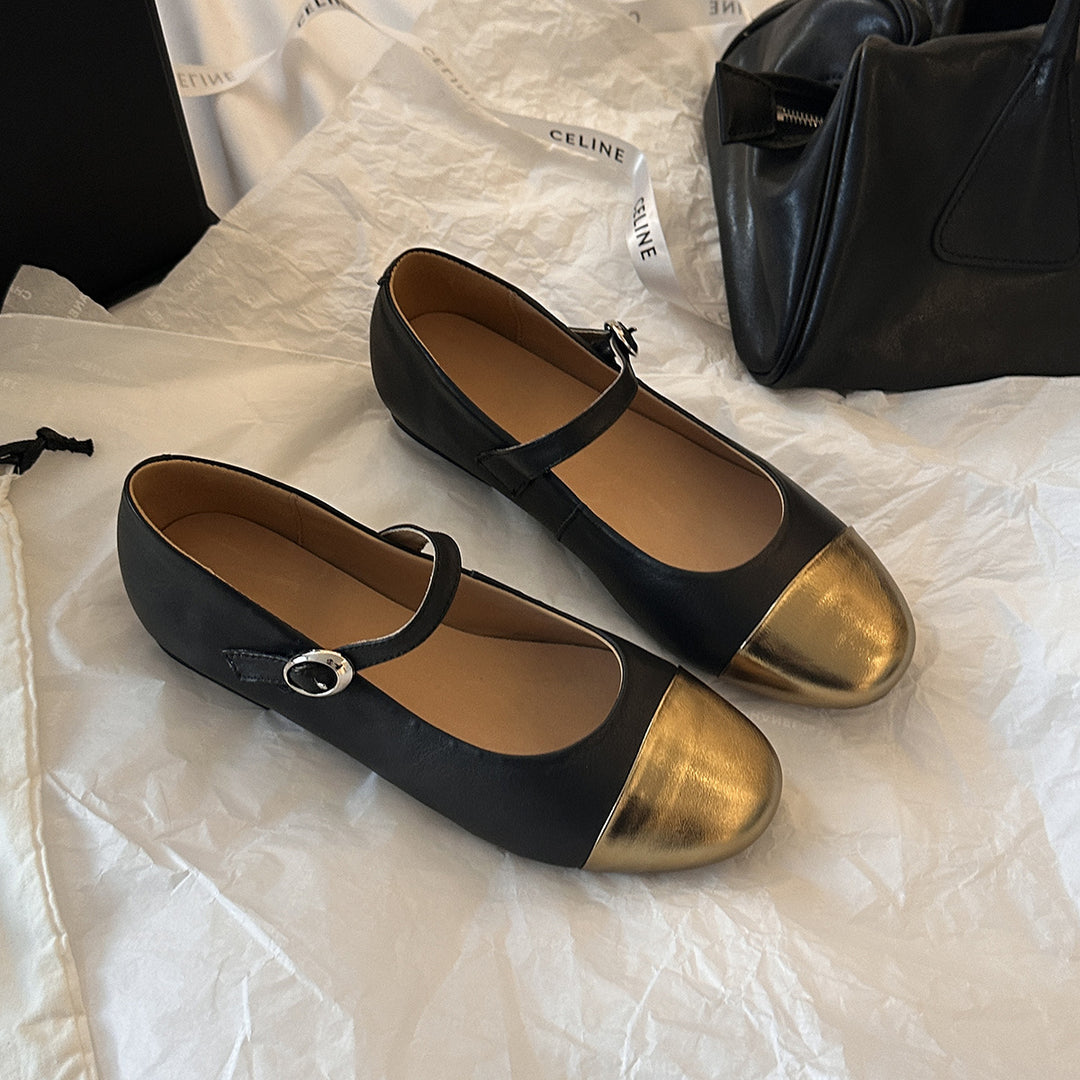 Damen Mary Jane Ballerinas mit modischem Riemchen und Kontrast-Design R&B