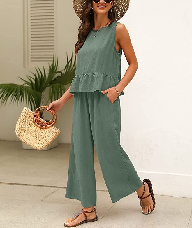 Damen luftiges Jumpsuit mit Rüschensaum R&B