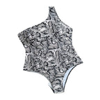 Damen Eleganter Einteiler Badeanzug mit Schlangenleder-Design R&B