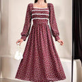 Damen Maxikleid mit Quadrat-Ausschnitt und Puffärmeln