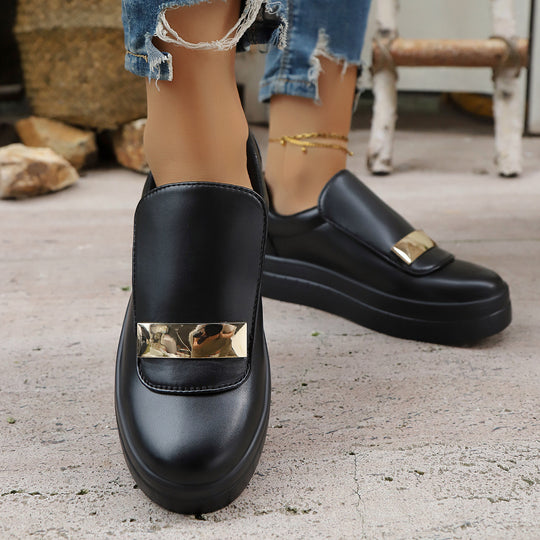 Damen Slip-On Sneakers mit glänzendem Riemen und komfortabler Sohle R&B