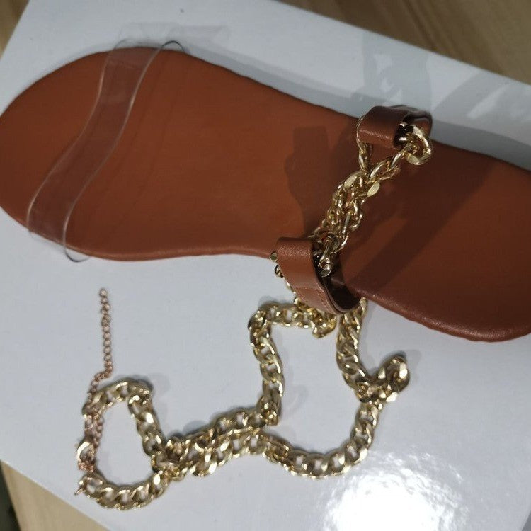 Damen Offene Mules mit Kettenverzierung und bequemer Sohle R&B