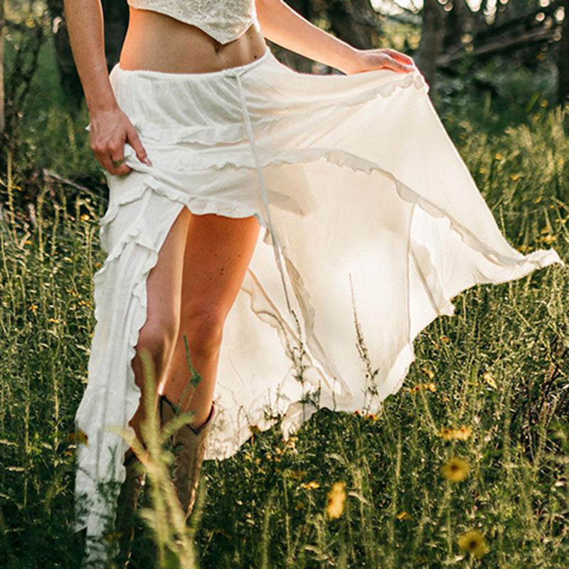 Damen Luftiger Chiffon-Rock mit voluminösem Rüschensaum R&B