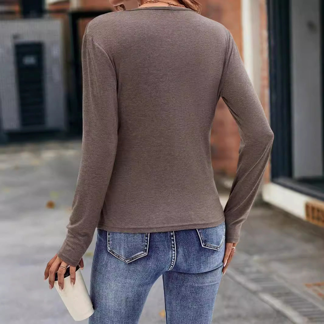Damen Wickeltop Aus Weichem Jersey mit Figurbetonendem Schnitt R&B