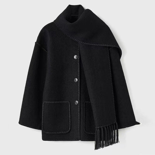 Damen Oversized Strickjacke mit Fransen und Taschen R&B