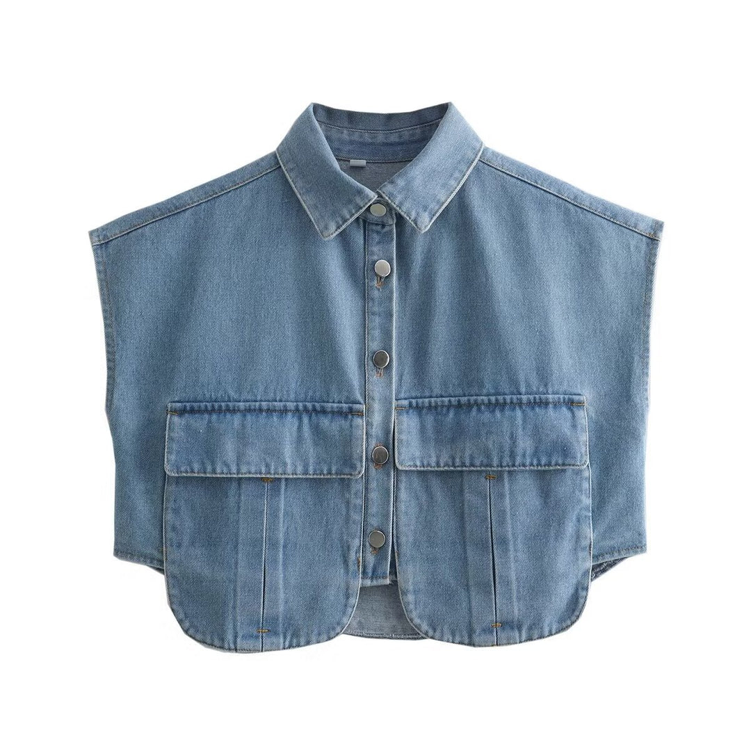Damen ärmellose Utility-Bluse mit Taschen R&B