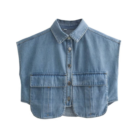 Damen ärmellose Utility-Bluse mit Taschen R&B