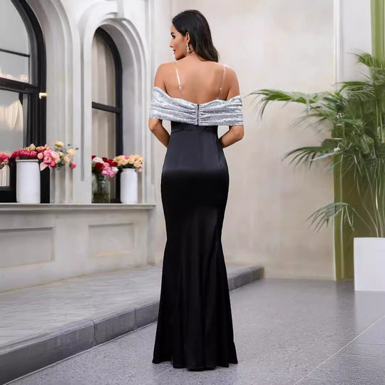 Damen Elegantes Abendkleid mit schimmerndem Trägerdesign R&B