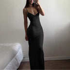 Damen Elegantes Etuikleid mit tiefem V-Ausschnitt und trägerlosem Design R&B