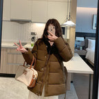 Damen gesteppte Winterjacke mit hohem Kragen und seitlichen Taschen