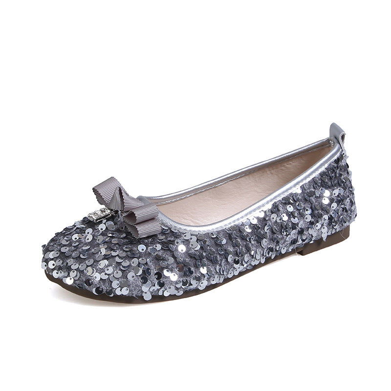 Damen Ballerinas mit Glitzer und Schleife von EB