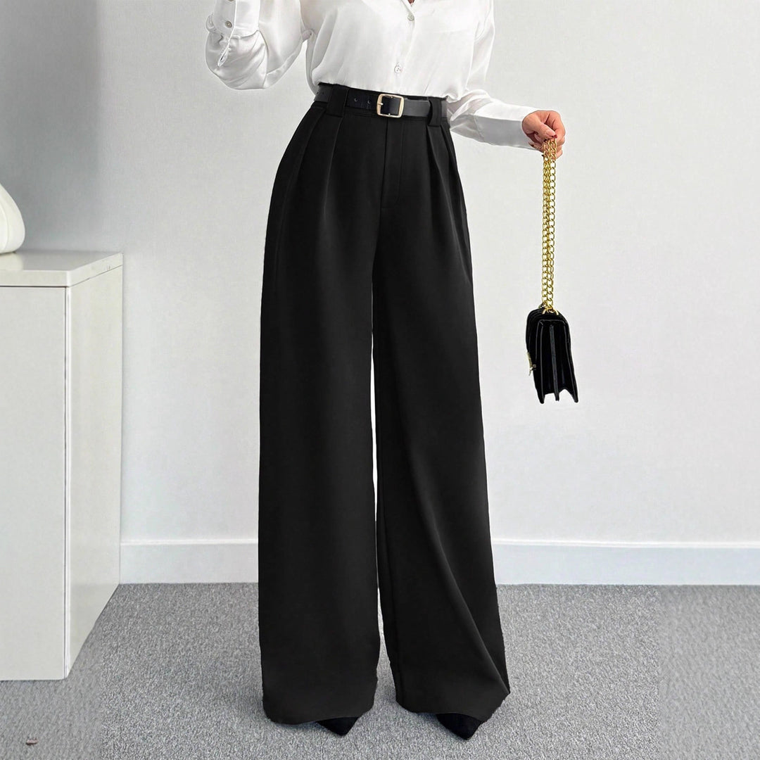 Damen Hochtaillierte Weitbein-Hose mit Gürtel R&B