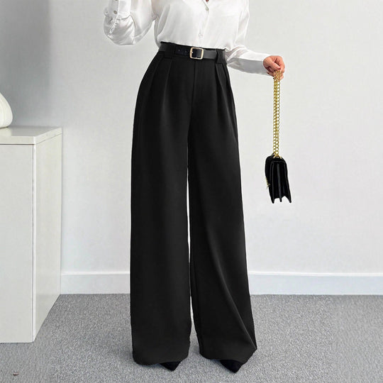 Damen Hochtaillierte Weitbein-Hose mit Gürtel R&B
