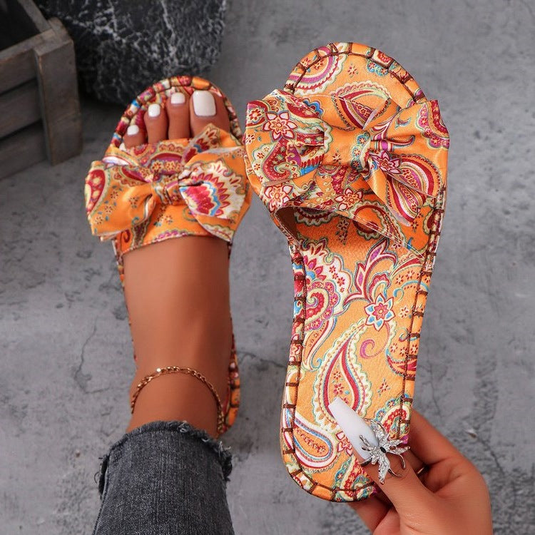 Damen komfortable und elegante Pantoletten mit floralem Muster R&B