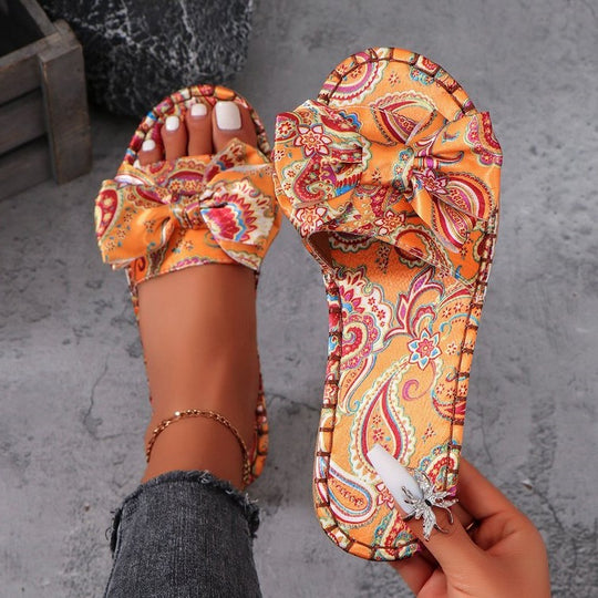 Damen komfortable und elegante Pantoletten mit floralem Muster R&B
